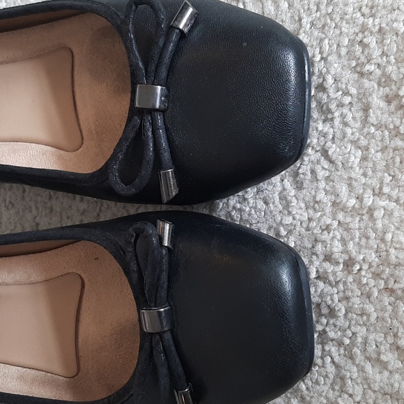 NATURALIZER "Dove" "N5 Contour" Cushioned, Square Toe, Black Leather Wedge Shoes - Picture 6 of 16